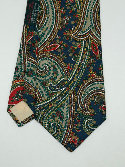 Dark blue silk tie whit cashmere pattern