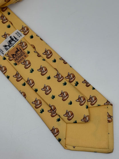 Yellow twill silk tie