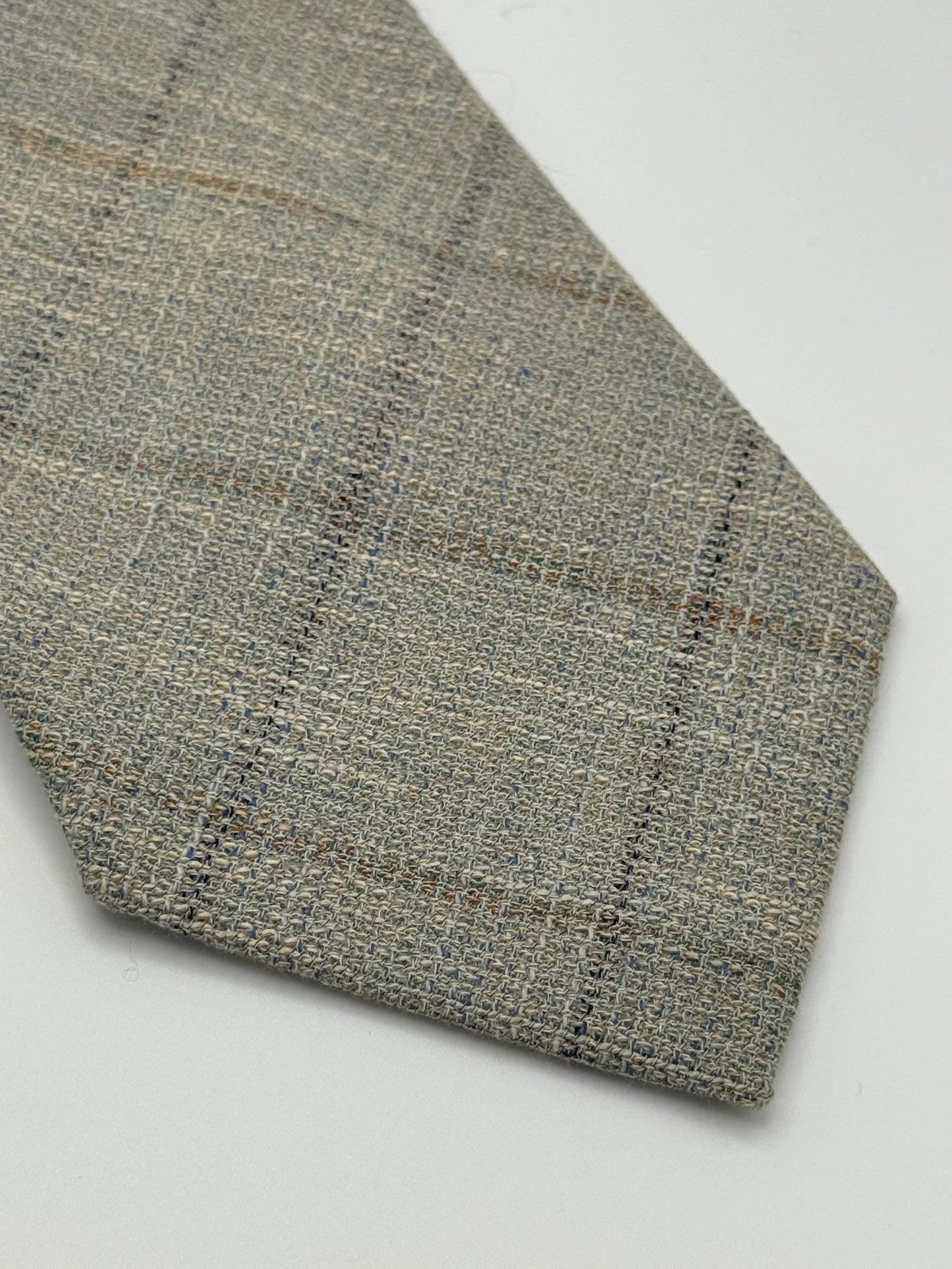 Grey check wool tie