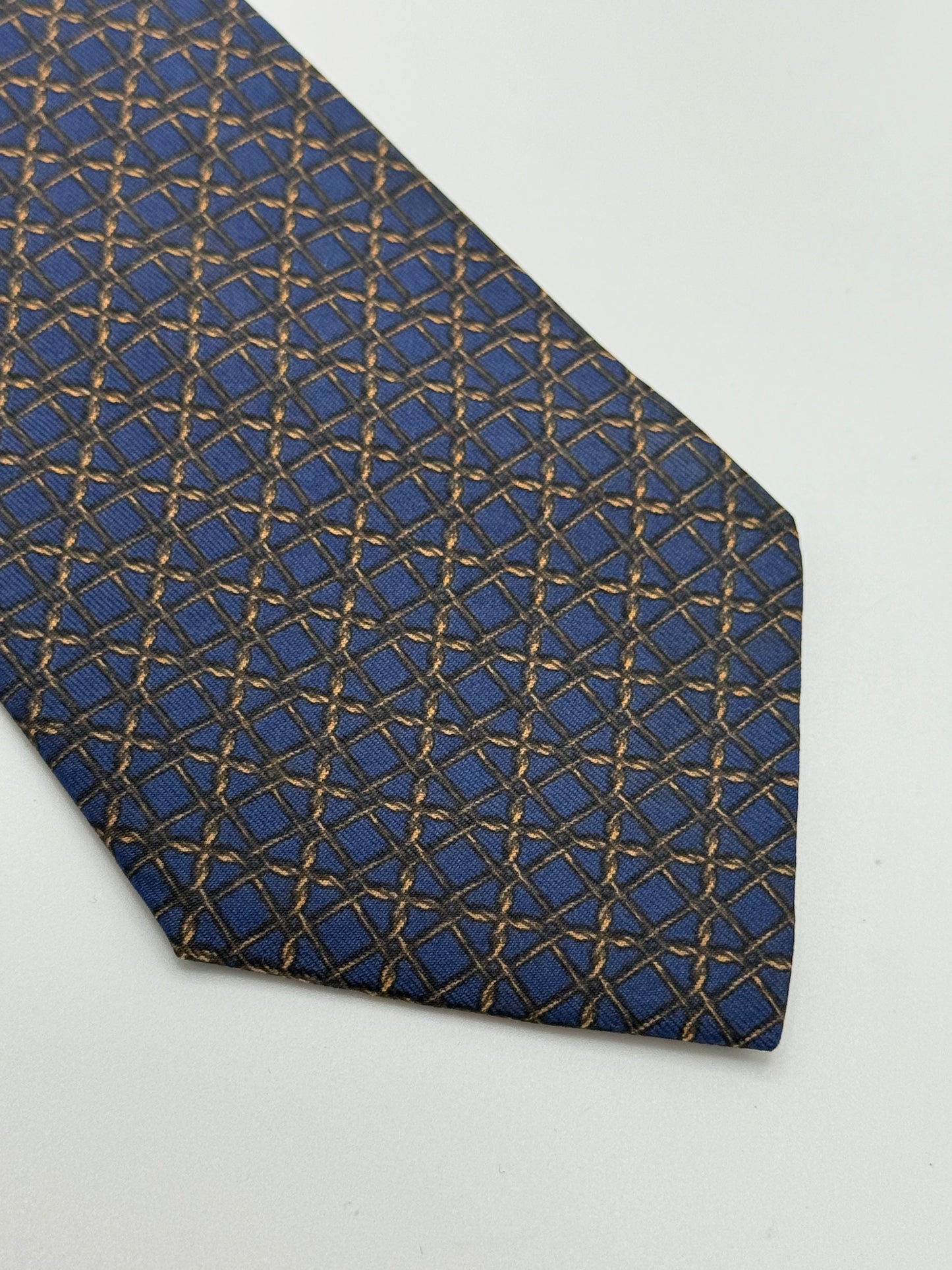 Dark blue chain silk tie