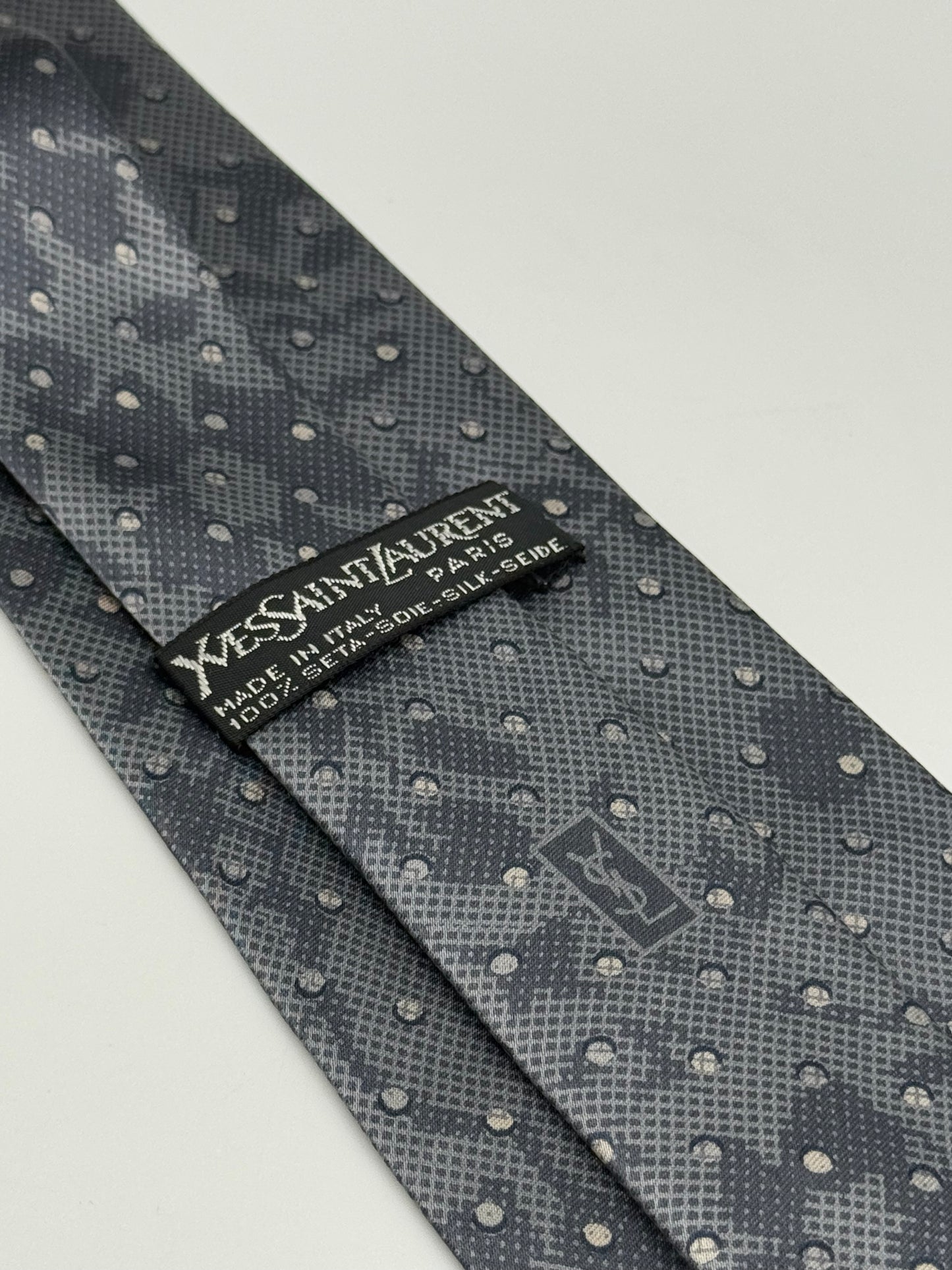 Grey polka-dot satin silk tie
