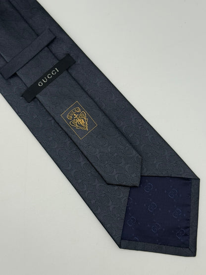 Dark grey jacquard GG silk tie