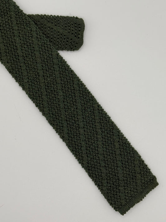 Dark green tricot wool tie