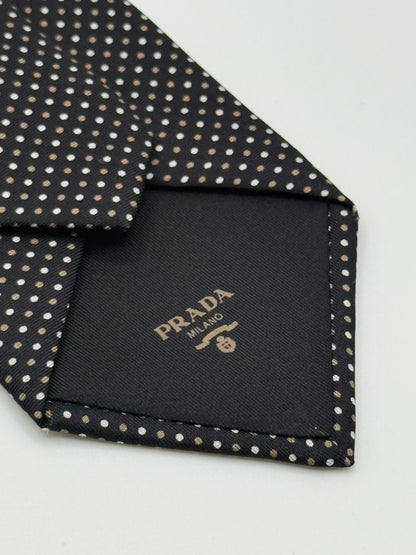 Black polka-dot silk tie