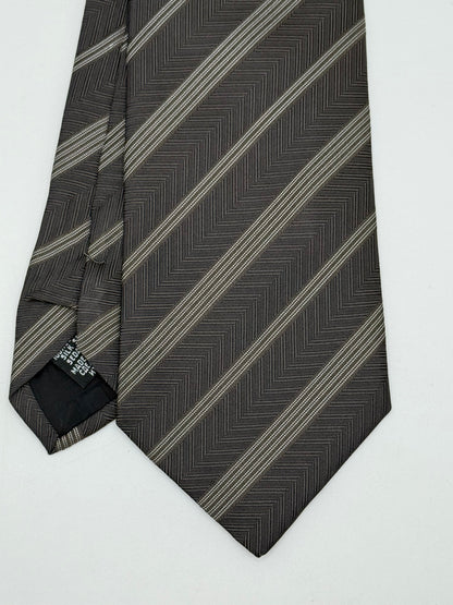 Brown jacquard silk tie
