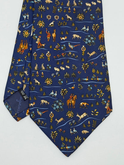 Dark blue twill silk tie