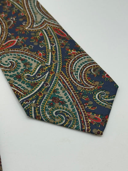Dark blue silk tie whit cashmere pattern