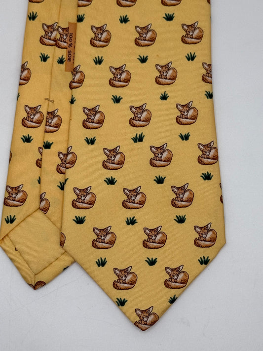 Yellow twill silk tie