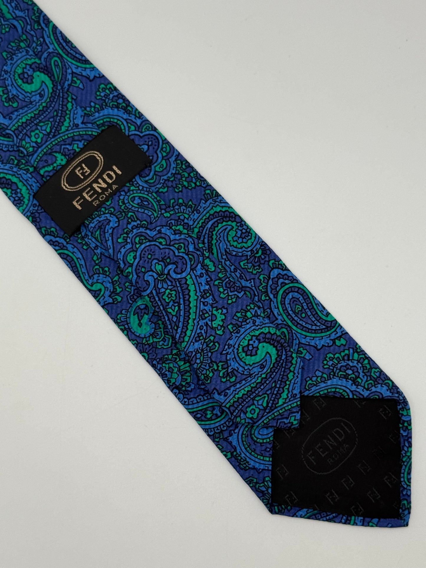 Blue silk tie whit cashmere pattern