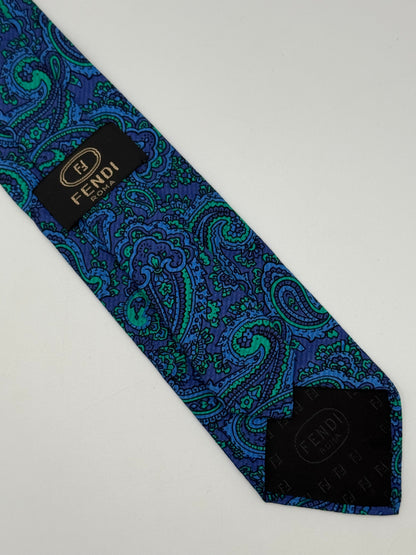 Blue silk tie whit cashmere pattern