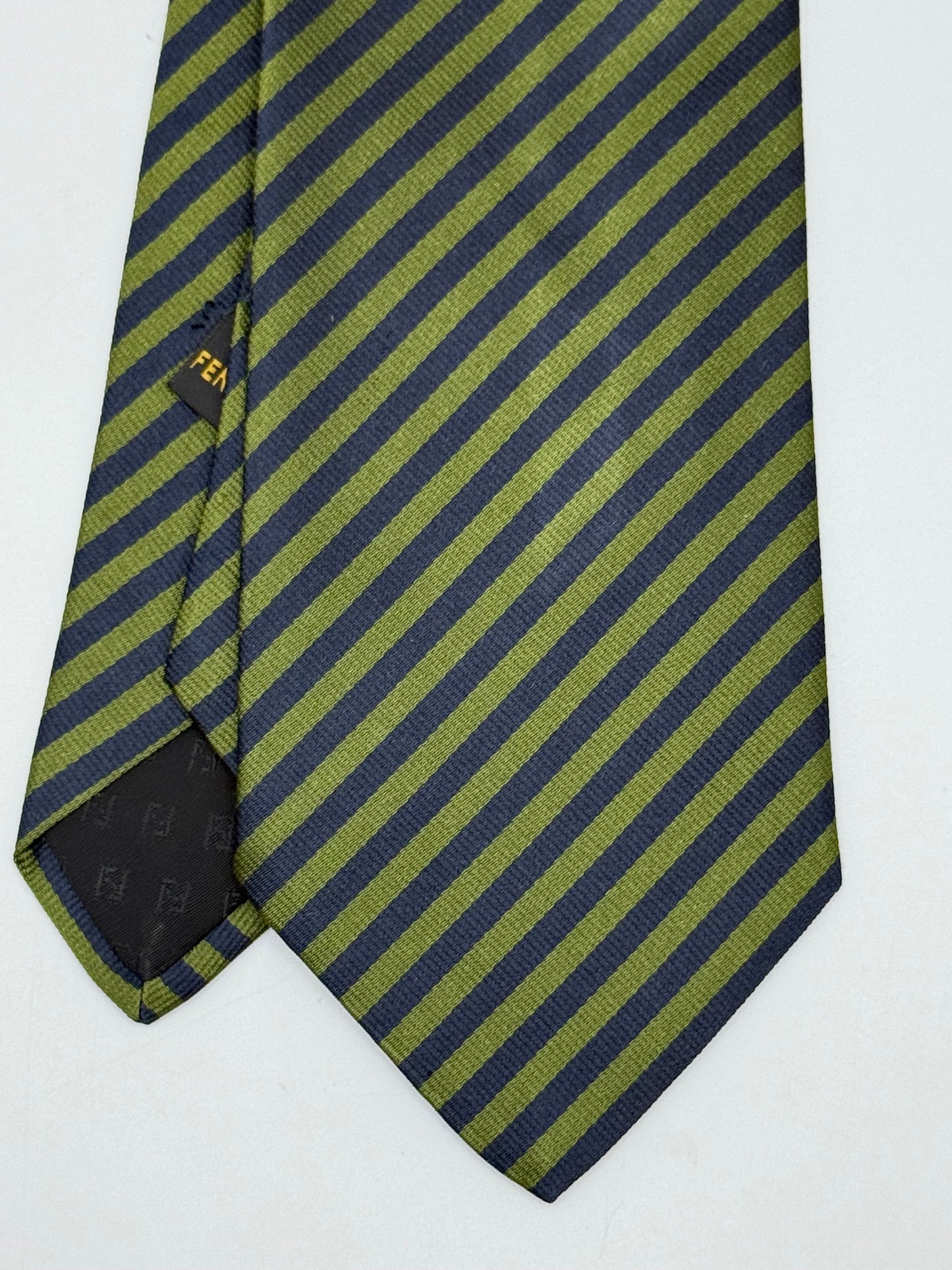 Dark green and blue stripes silk tie