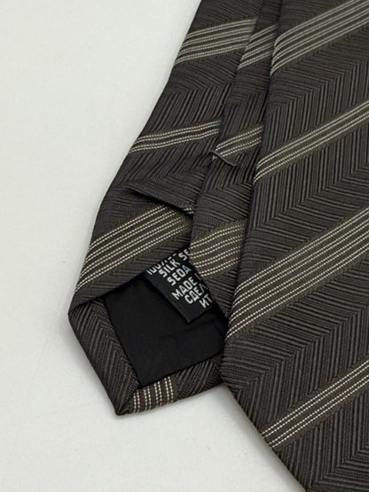 Brown jacquard silk tie