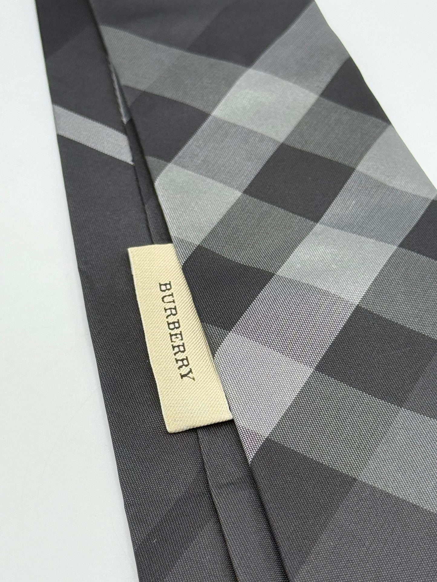 Black checked silk tie