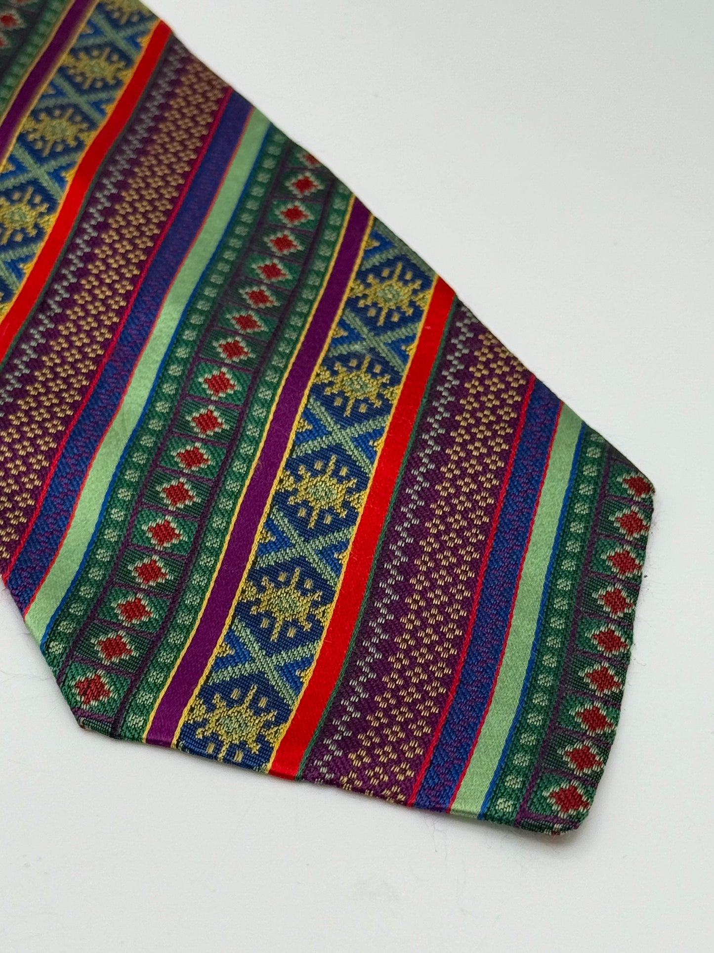 Multicolor jacquard silk tie