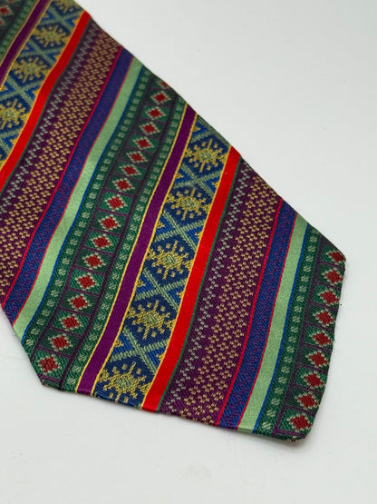 Multicolor jacquard silk tie