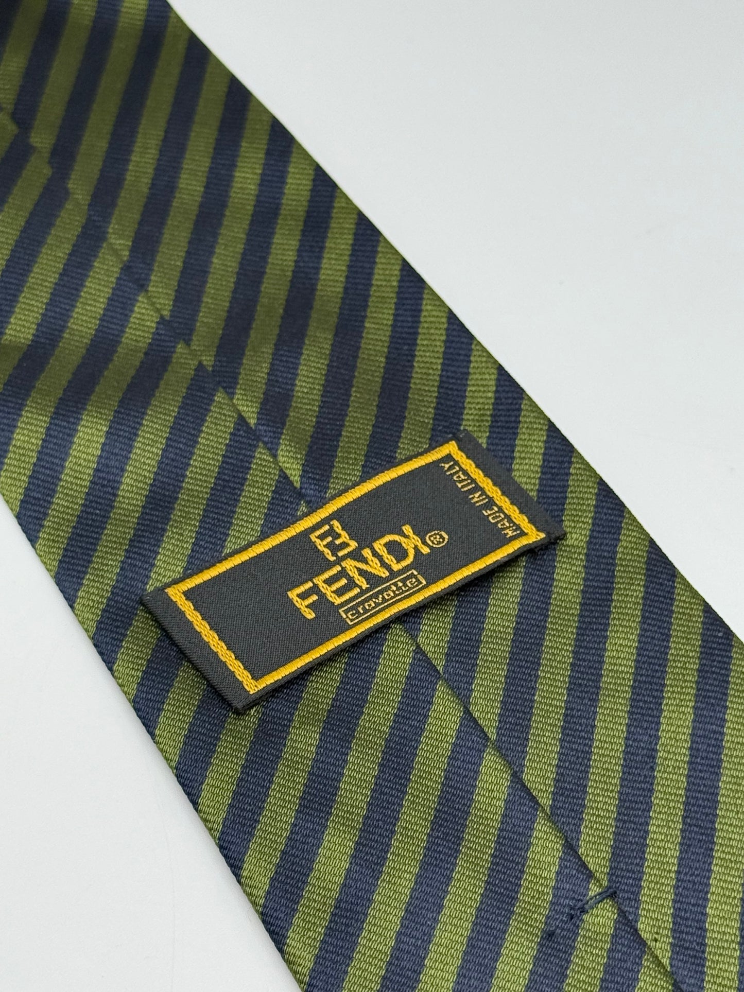 Dark green and blue stripes silk tie