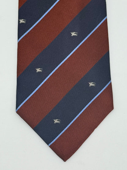 Dark blue and burgundy regimental silk tie