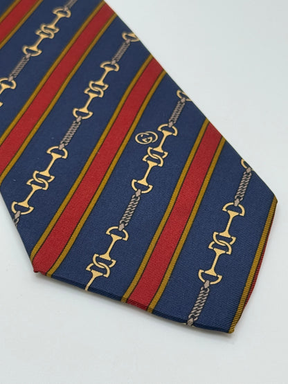 Dark blue silk tie whit gold clamps