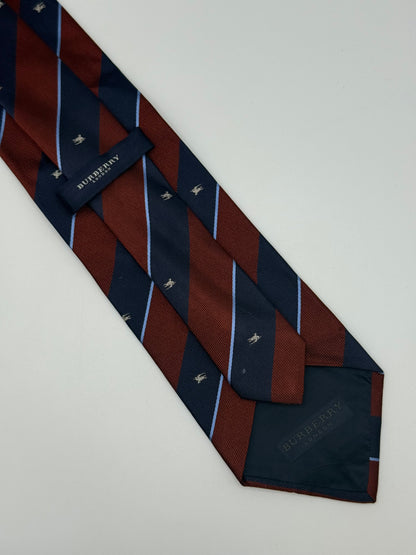 Dark blue and burgundy regimental silk tie