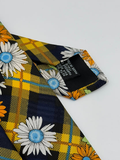 Black silk flower tie