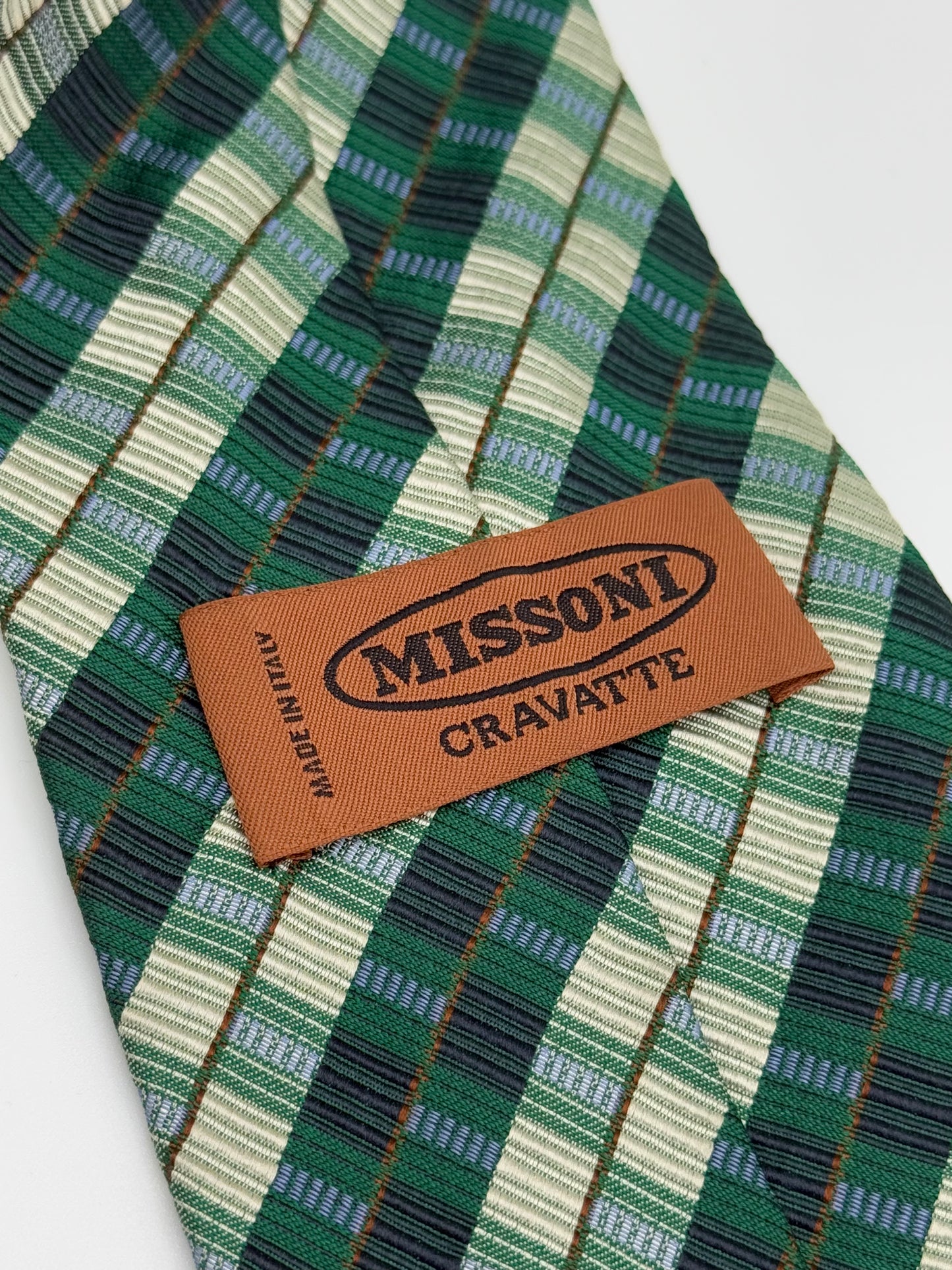 Light and dark green silk tie Missoni