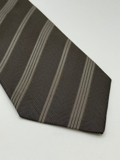 Brown jacquard silk tie