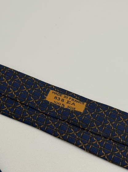 Dark blue chain silk tie