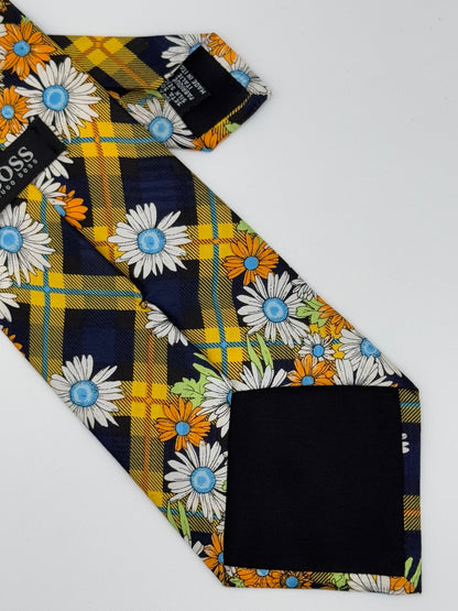 Black silk flower tie
