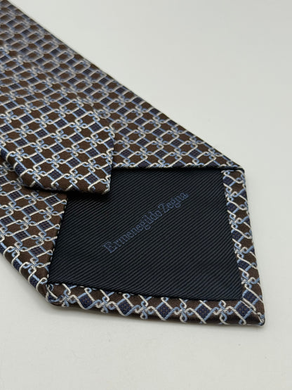 Brown jacquard silk tie