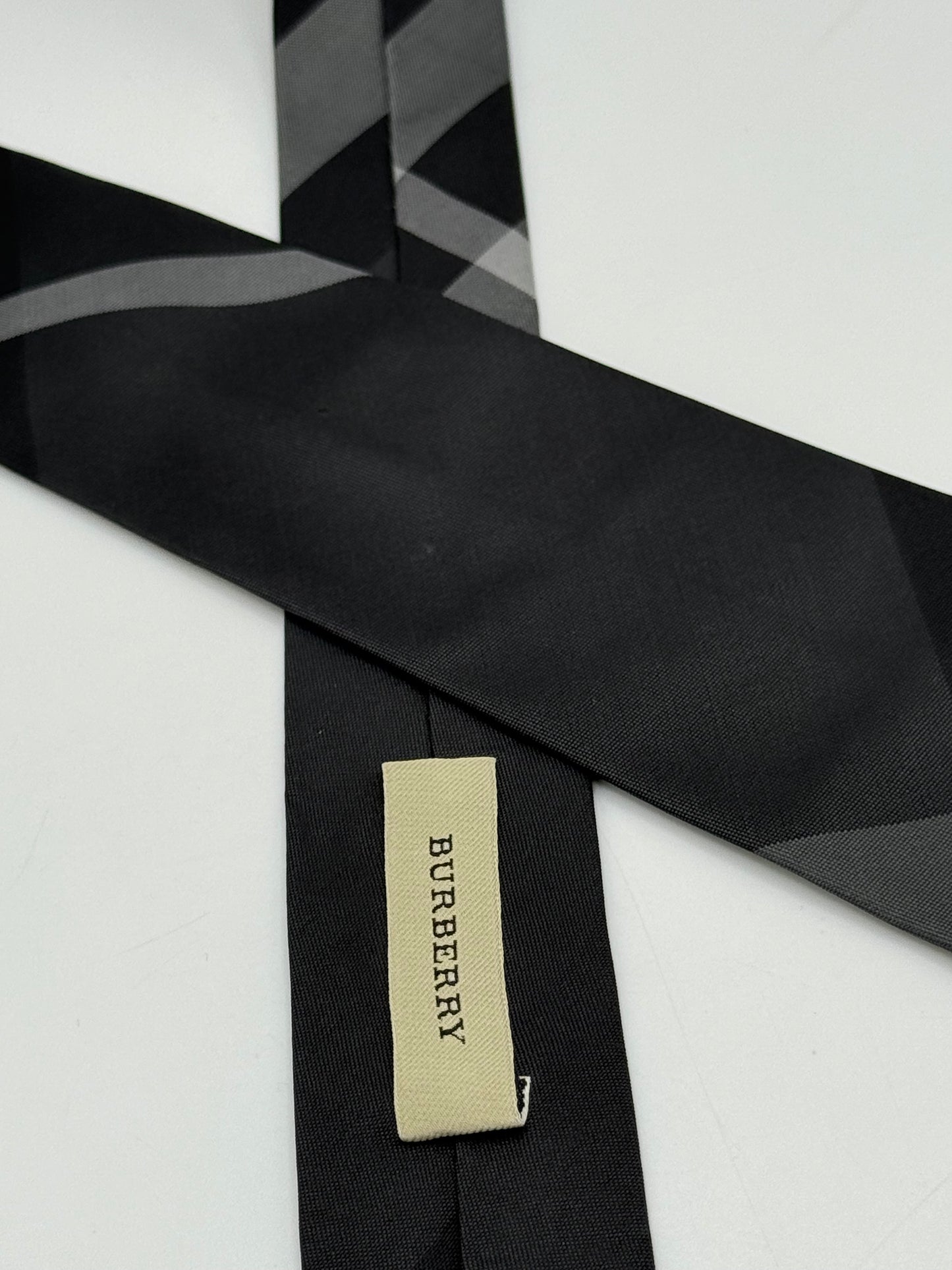 Black checked silk tie