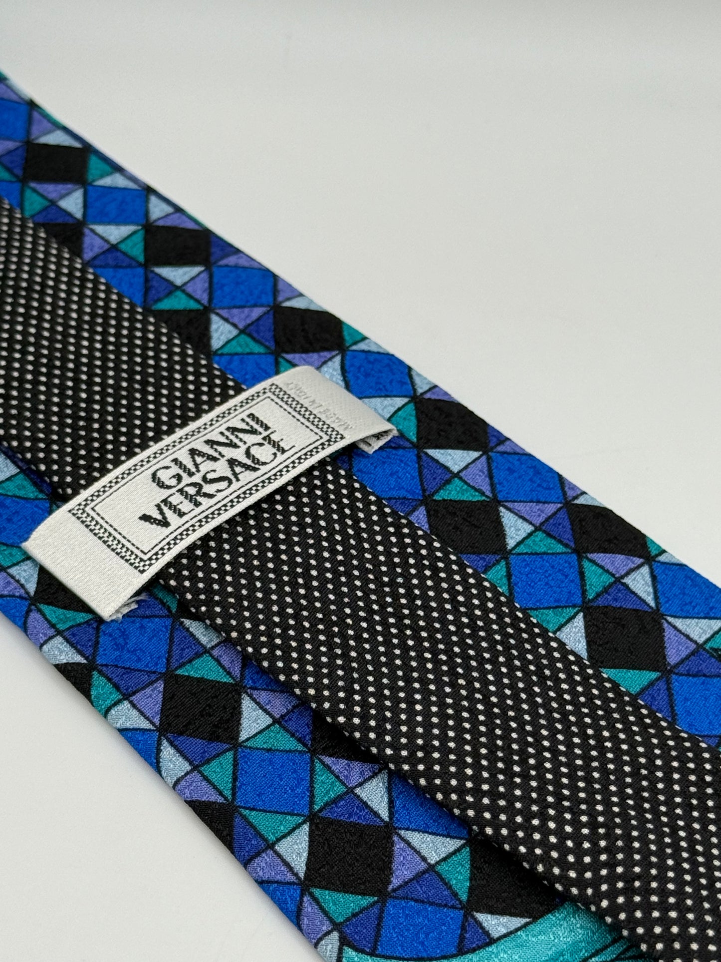 Blue and black satin silk tie