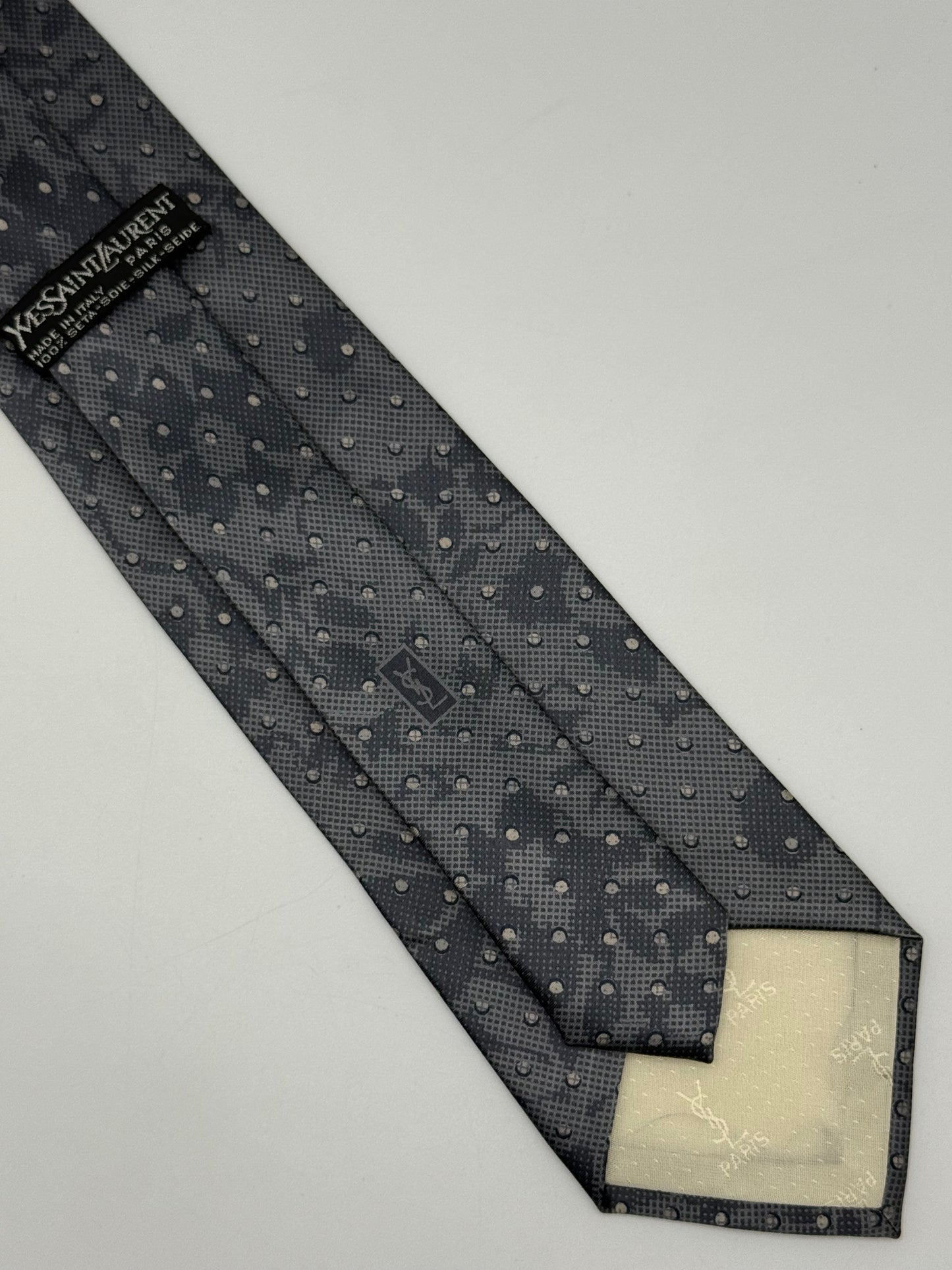 Grey polka-dot satin silk tie
