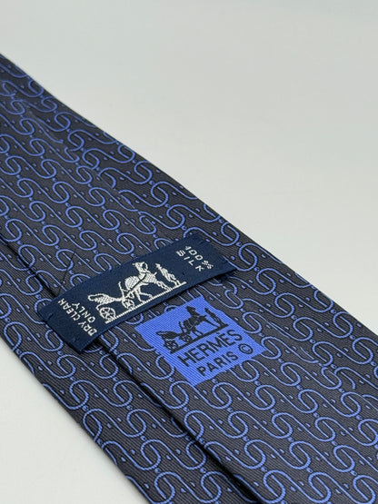 Dark blue twill silk tie