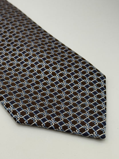 Brown jacquard silk tie
