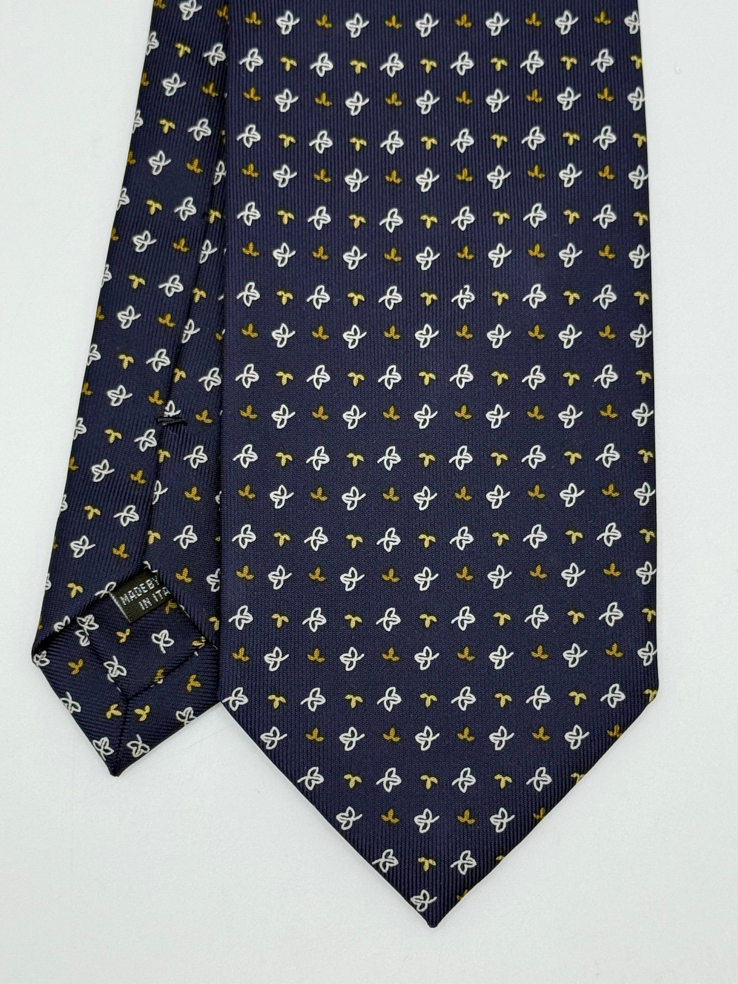 Dark blue silk tie whit small leaf