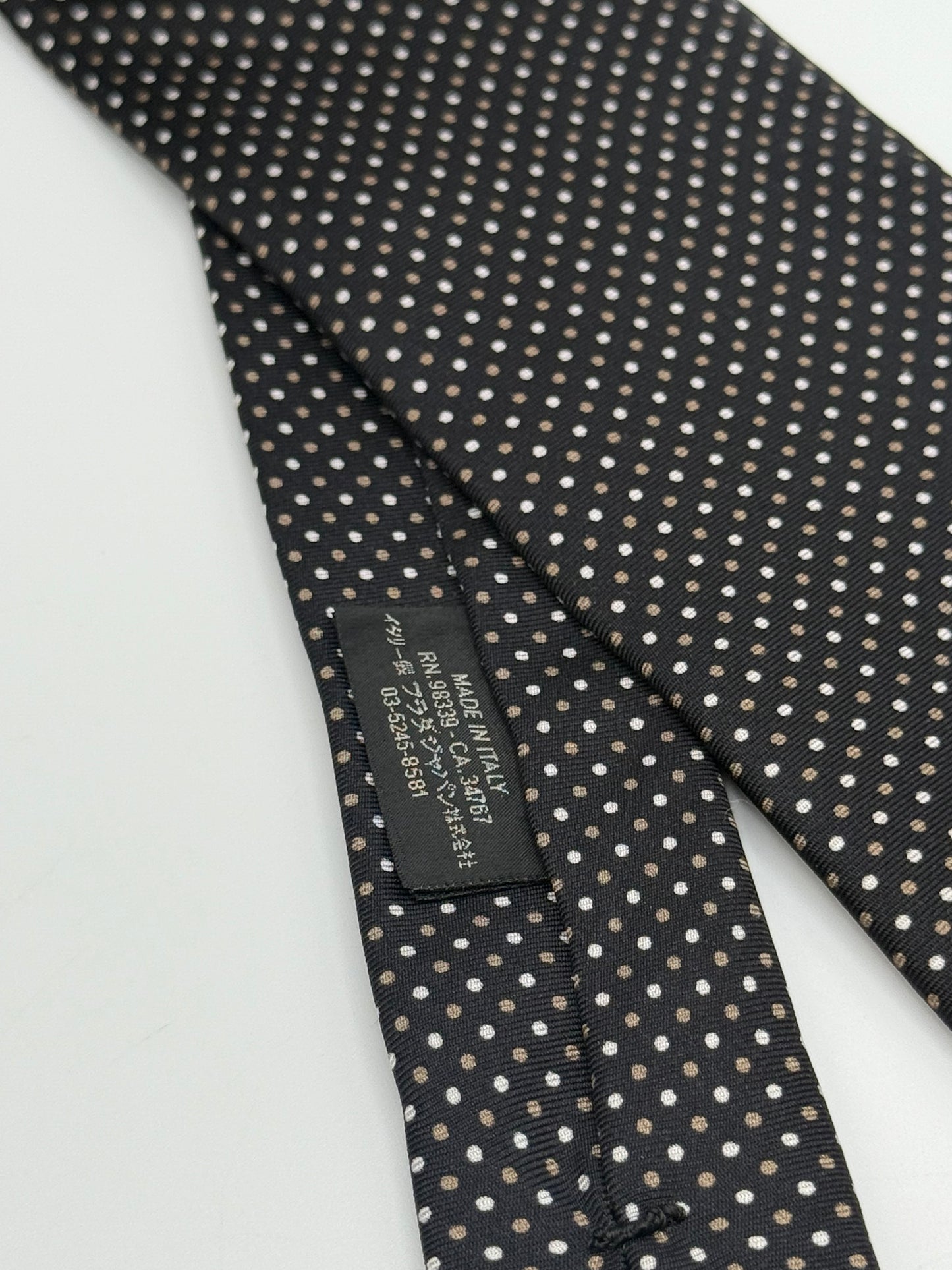 Black polka-dot silk tie