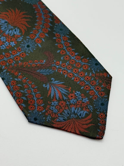 Dark green jacquard silk tie