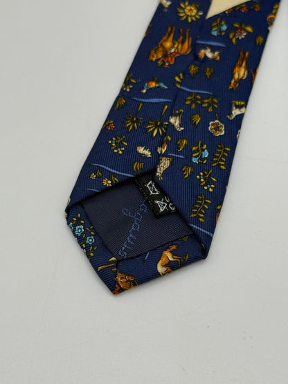 Dark blue twill silk tie