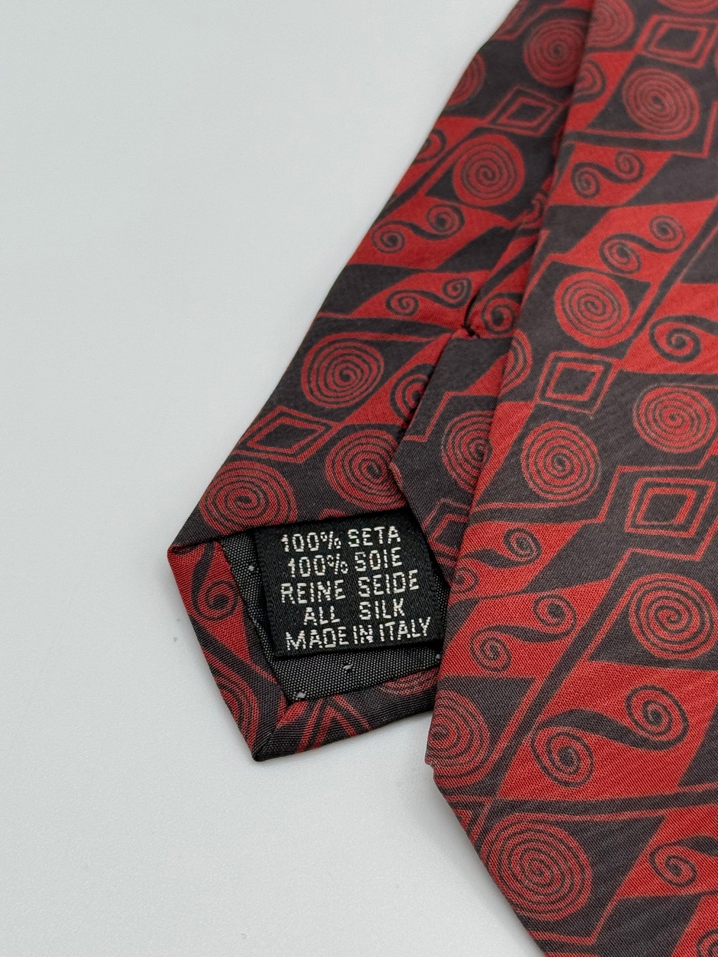 Burgundy geometric silk tie