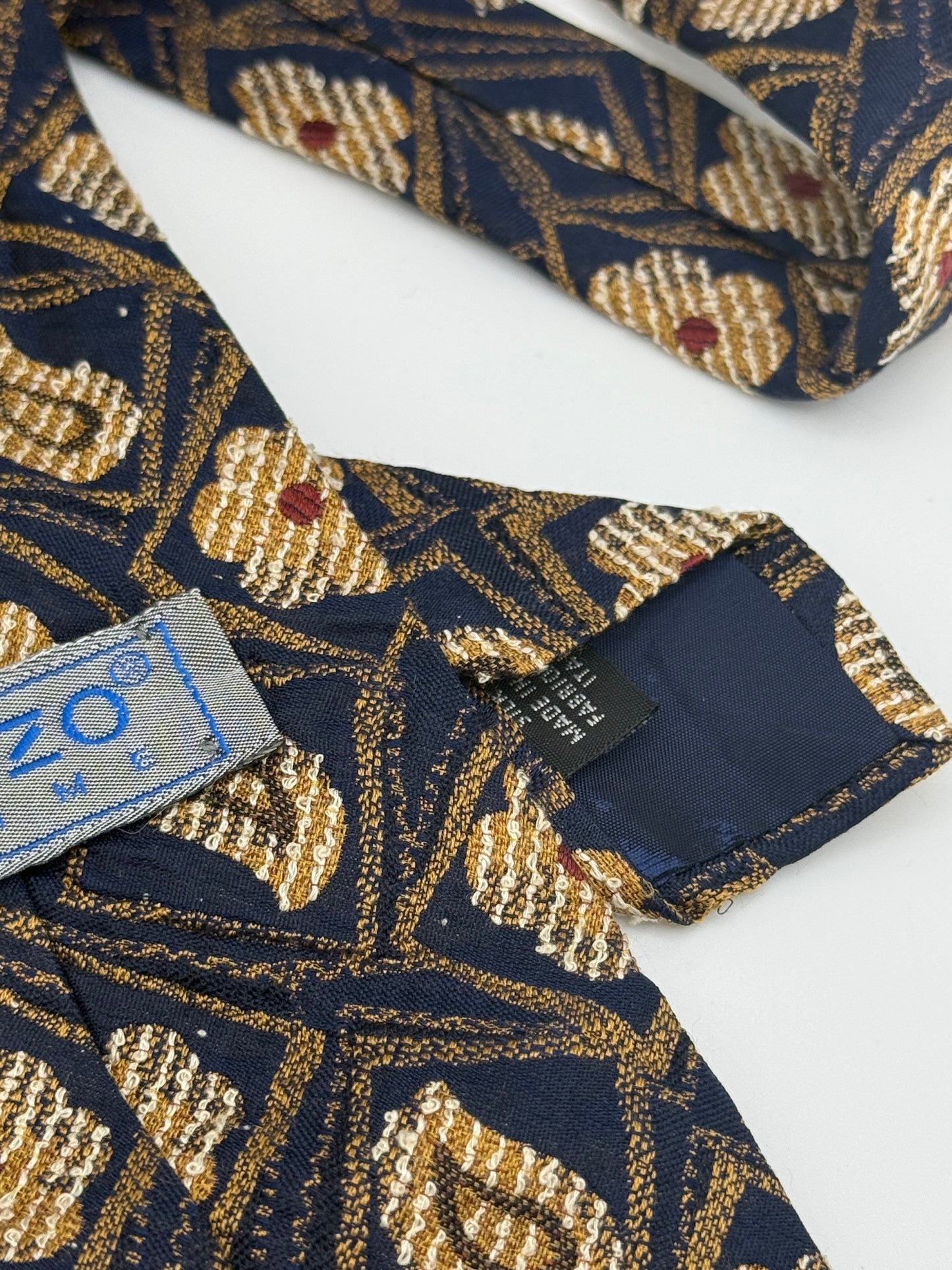 Dark blue flower and paisley silk tie
