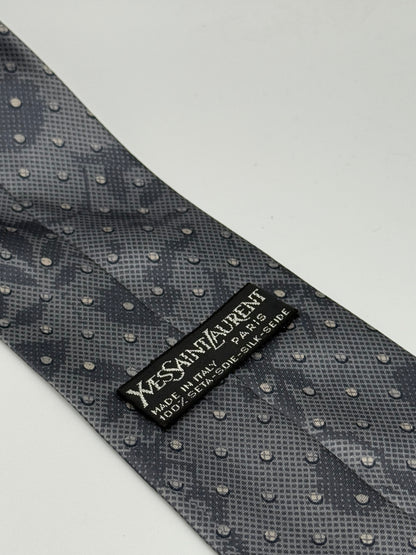 Grey polka-dot satin silk tie