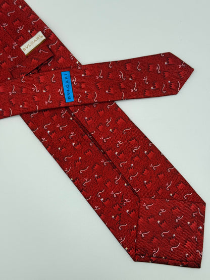 Burgundy twill silk designed tie