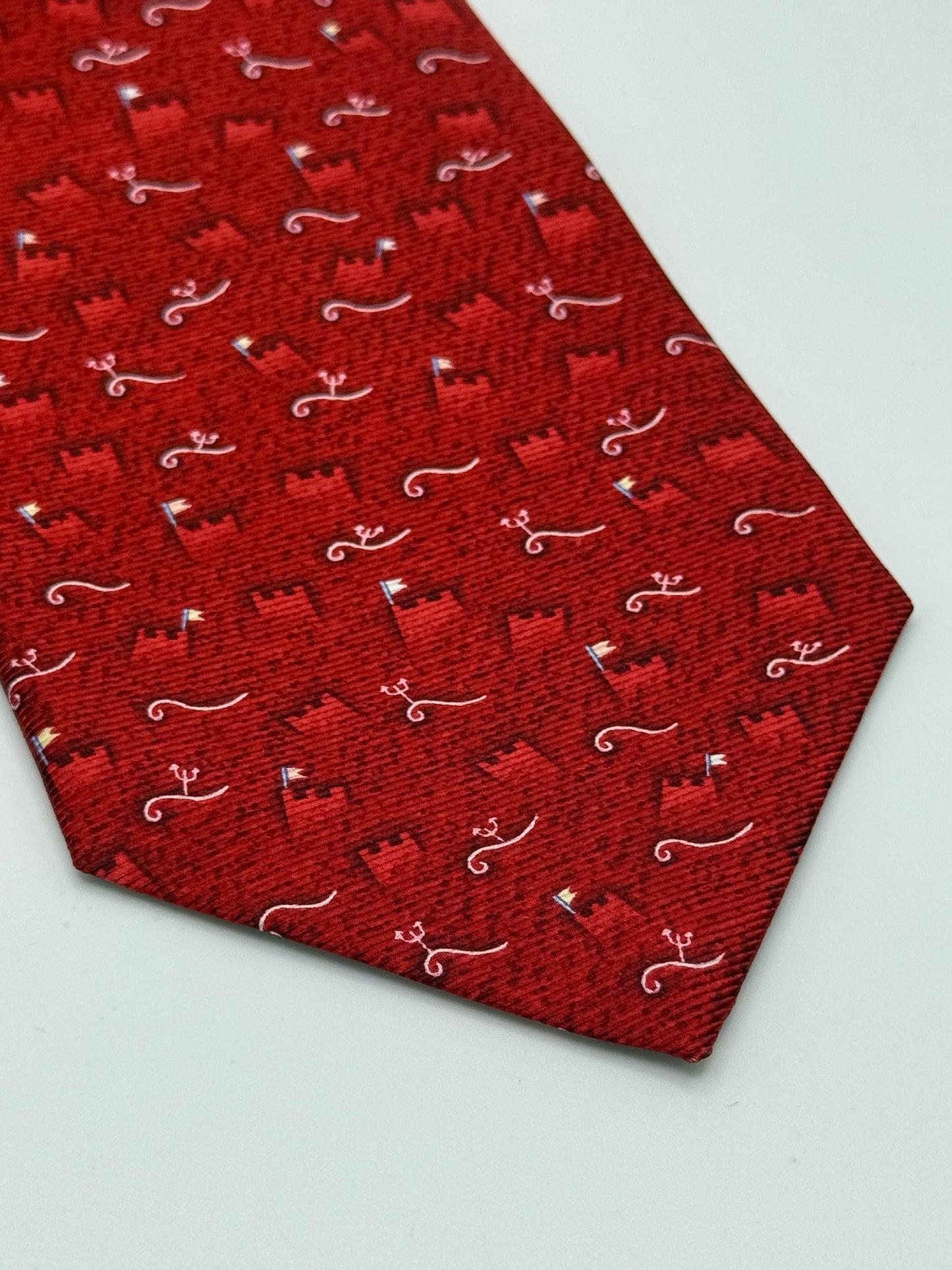 Burgundy twill silk designed tie
