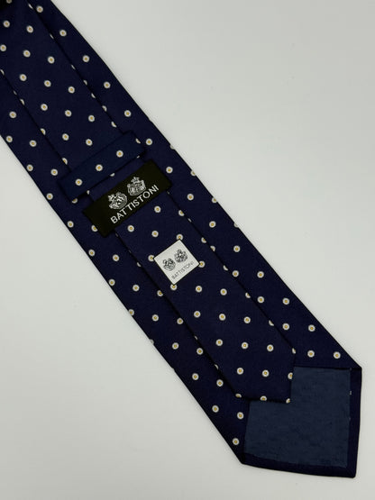 Dark blue small flower silk tie