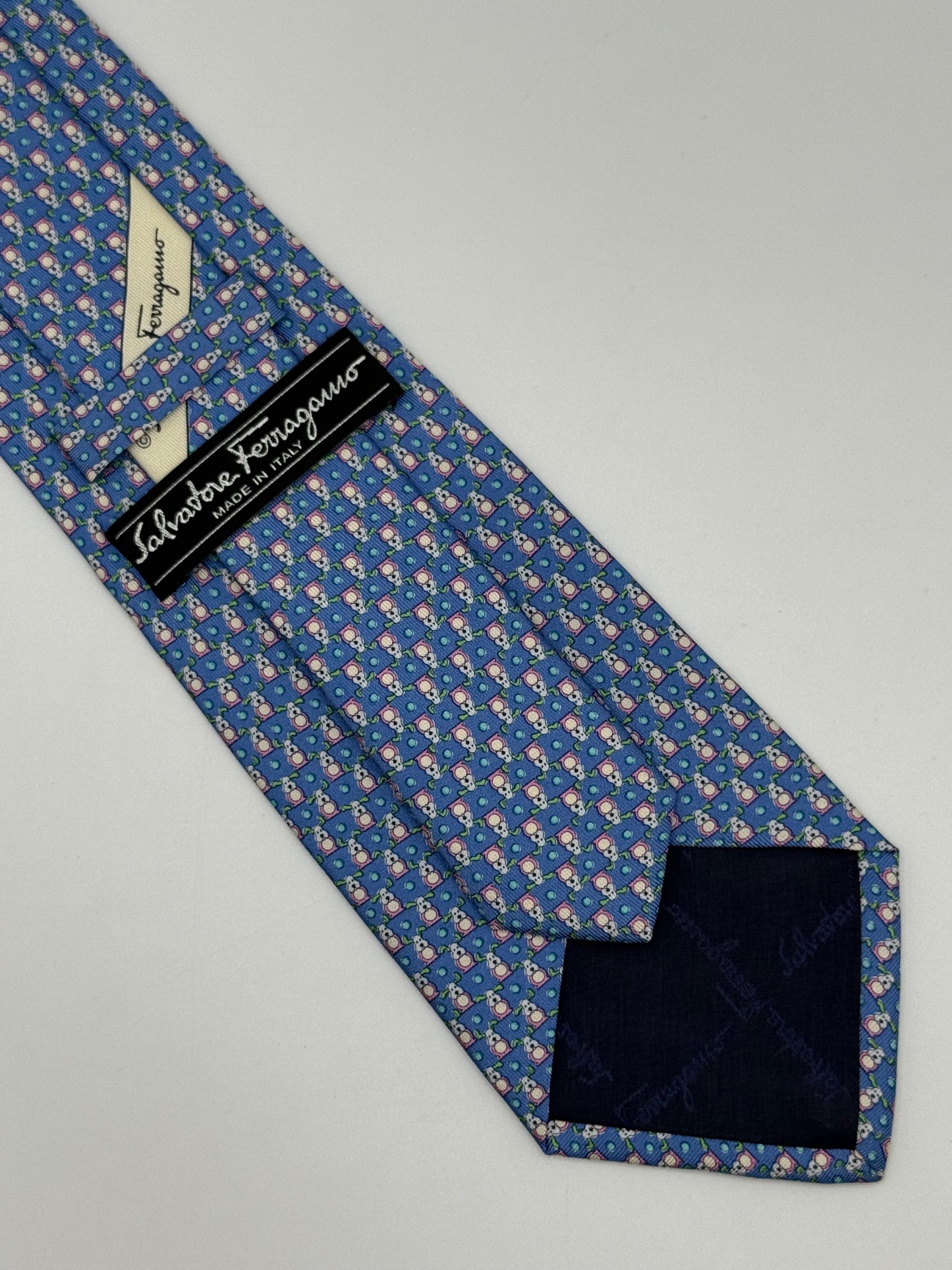 Blue twill silk tie whit micro pattern