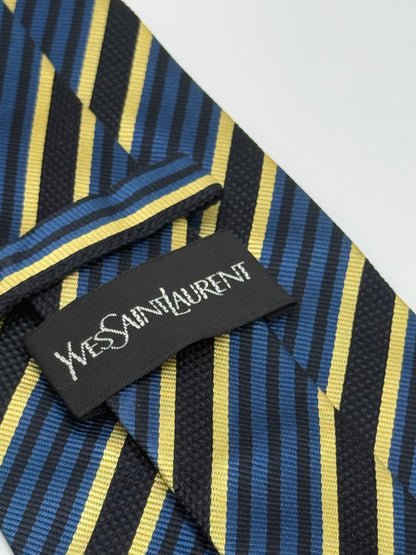 Dark blue silk tie whit stripes