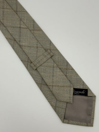 Grey check wool tie