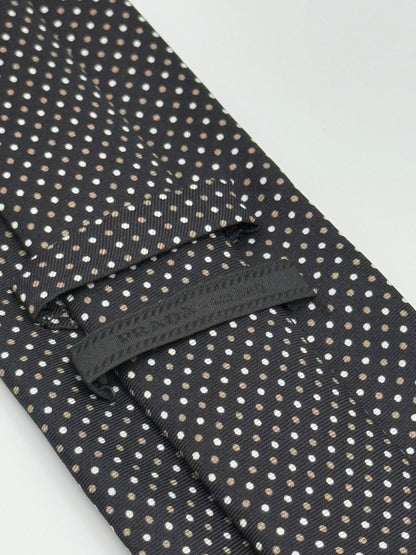 Black polka-dot silk tie