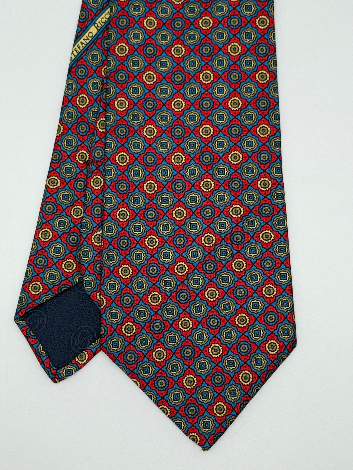 Burgundy geometric pattern silk tie
