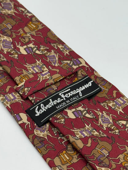 Burgundy twill silk tie